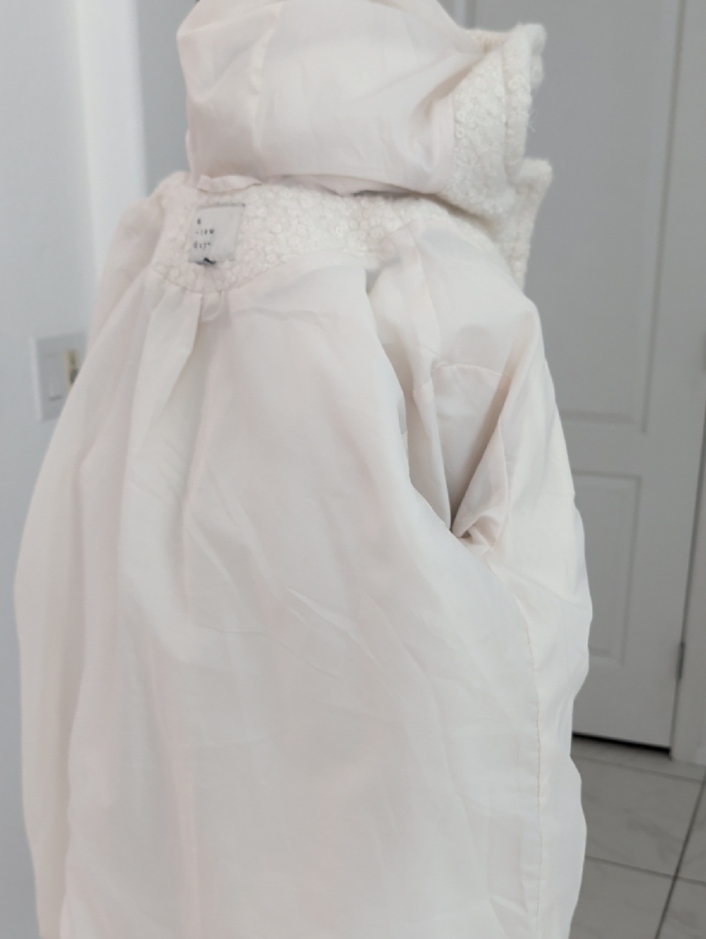 LIke New Cream Hooded Teddy Bear Curly Lamb Hooded Dress Coat a new day L - Picture 13 of 15